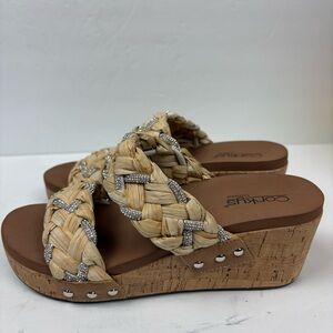 Corkys Total Knockout Braided Studded Slide Wedge Sandals Women’s size 9